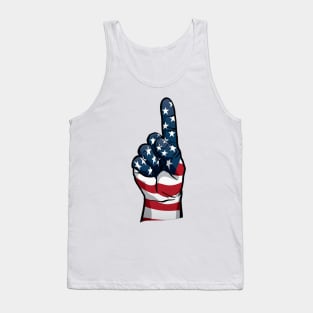 USA One Patriotic Hand in Red, White and Blue Stars and Stripes Tank Top